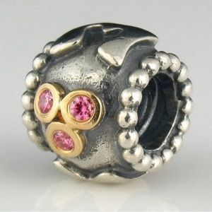 Genuine Pandora 14K Gold and Sterling Silver MOM Pink CZ charm